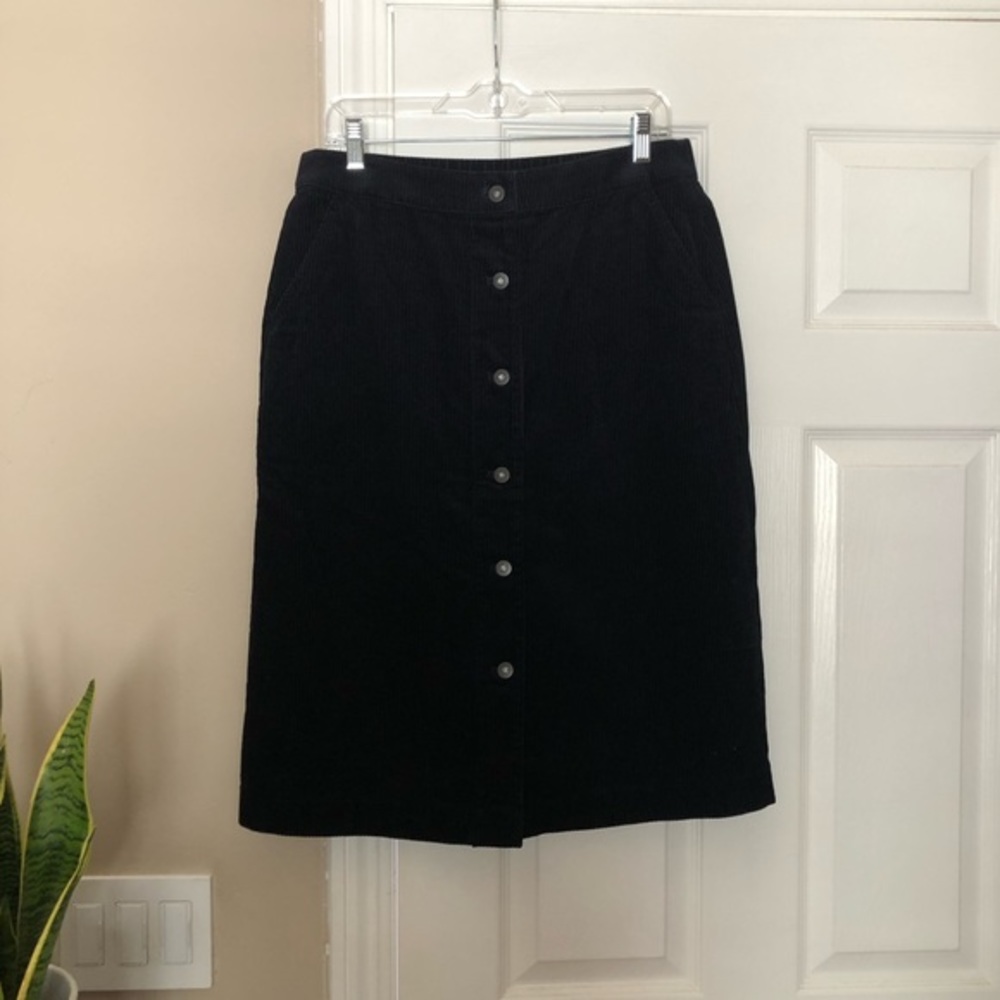 Uniqlo | Corduroy Front Button High Waist Skirt | Dark Blue | Large